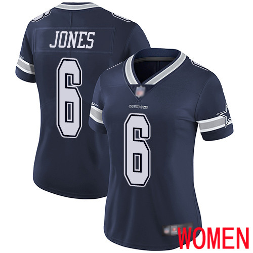 Women Dallas Cowboys Limited Navy Blue Chris Jones Home #6 Vapor Untouchable NFL Jersey